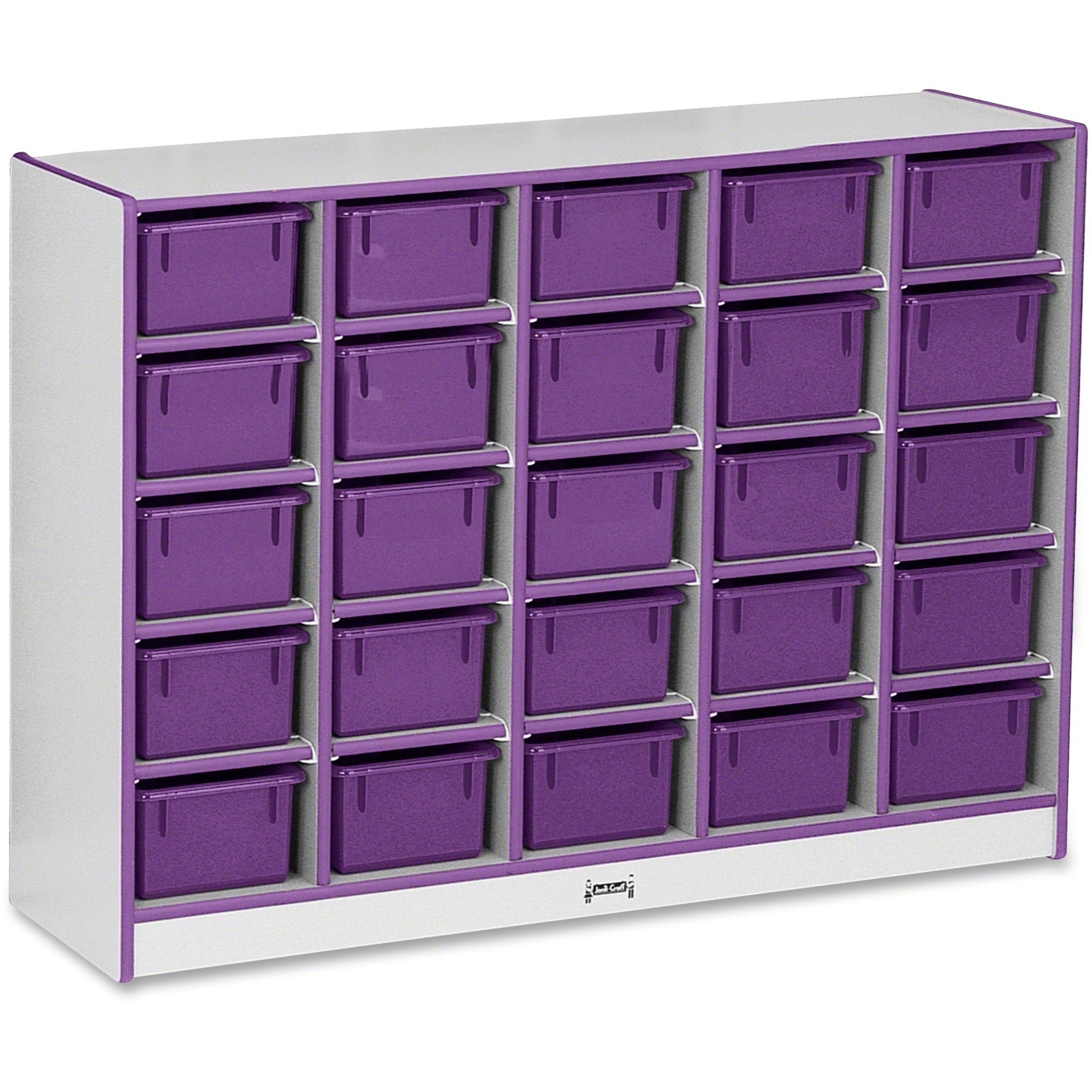 Jonti-Craft Rainbow Accents Cubbie-trays Storage Unit - 25 Compartment(s) - 35.50" Height x 48" Width x 15" Depth - Laminated - Purple - Rubber - 1 Each