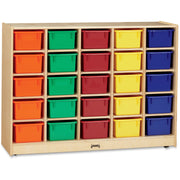 Jonti-Craft Rainbow Accents Mobile Storage Unit with 25 Cubbie-Trays, Baltic, Acrylic/Rubber, 35.5"H x 48"W x 15"D, 1 Each
