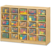Jonti-Craft Rainbow Accents Mobile Storage Unit with 25 Cubbie-Trays, Baltic, Acrylic/Rubber, 35.5"H x 48"W x 15"D, 1 Each