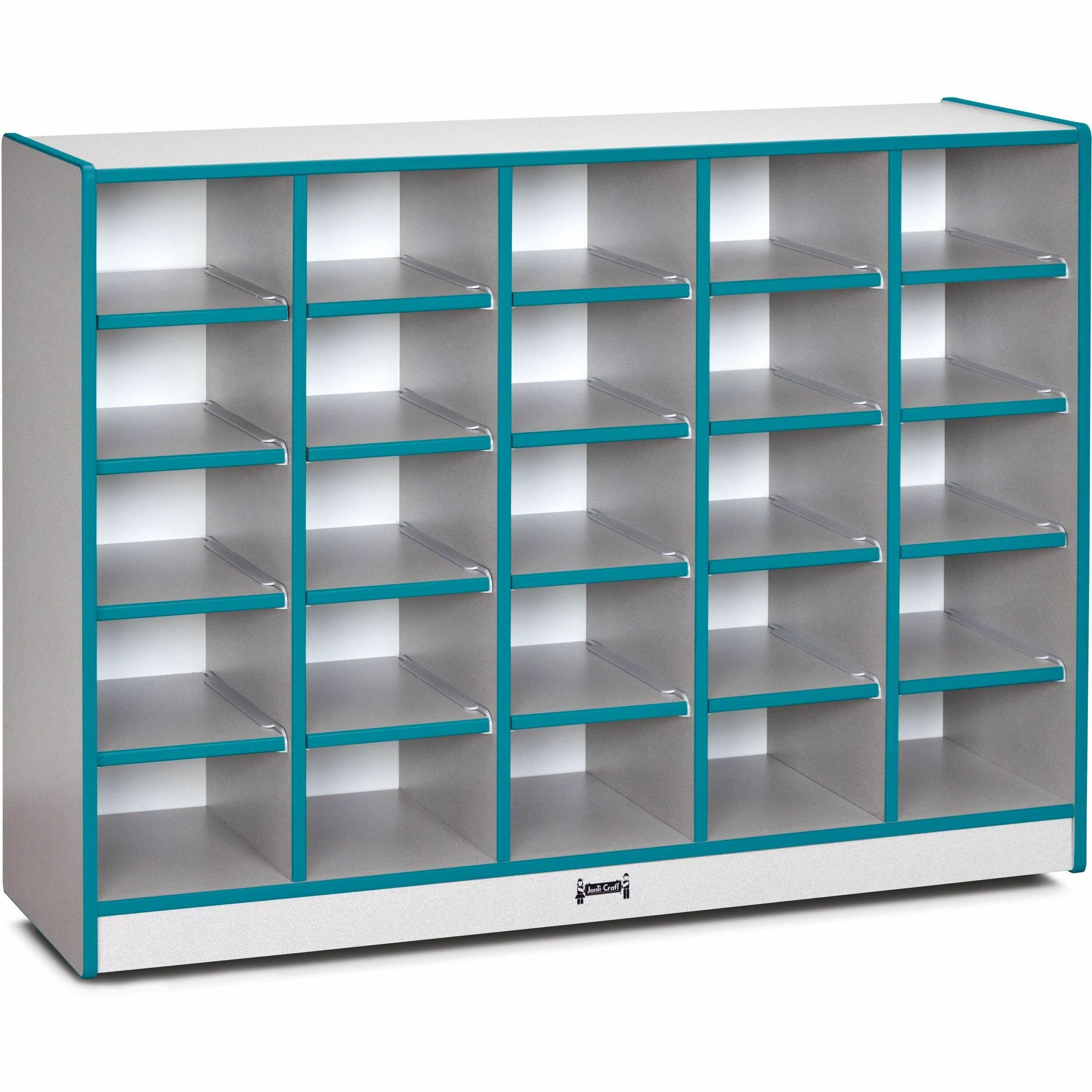 Jonti-Craft Rainbow Accents Toddler Single Storage - 35.50" Height x 48" Width x 15" Depth - Durable, Laminated - Teal - Rubber - 1 Each