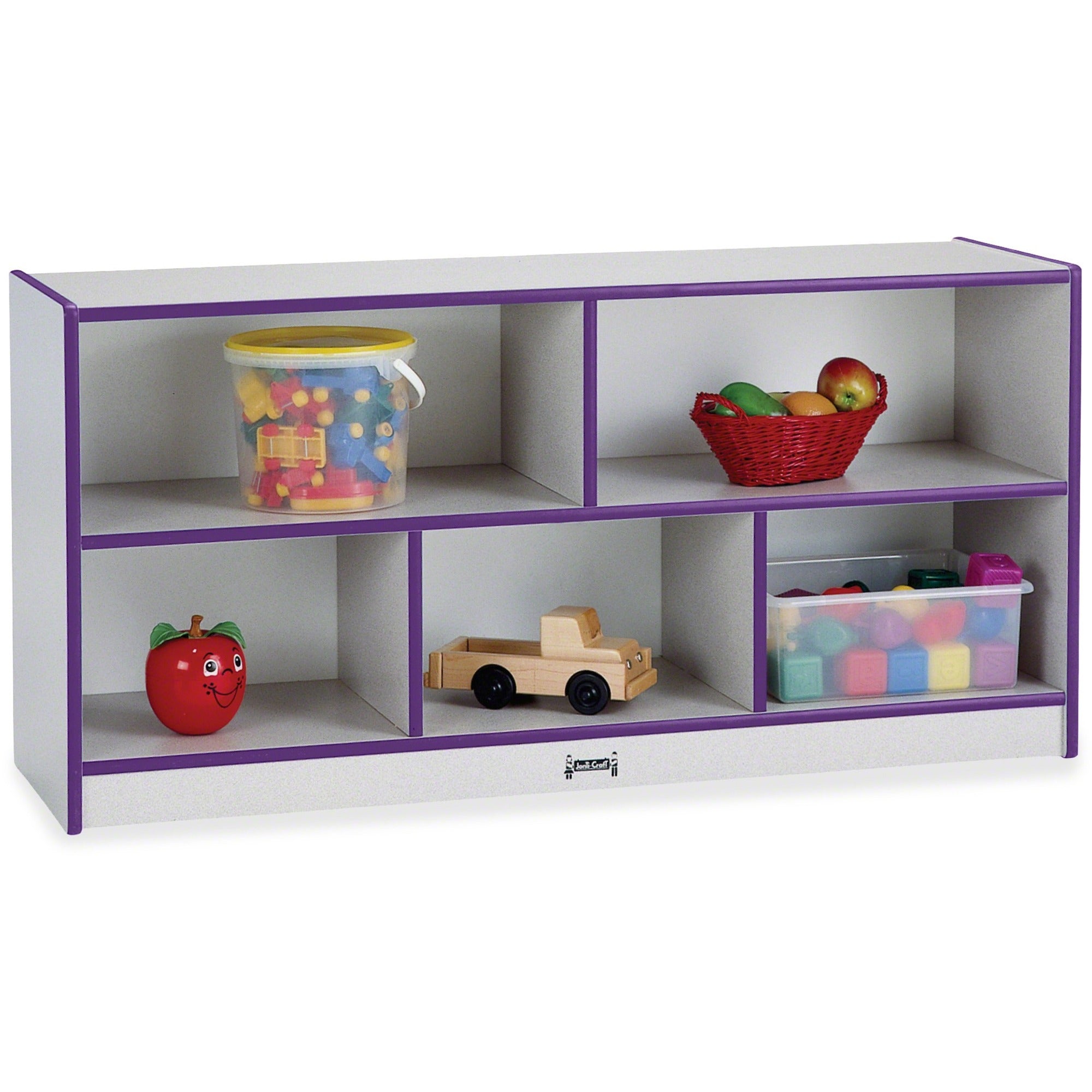 Jonti-Craft Rainbow Accents Low Open Single Storage Shelf - 29.50" Height x 48" Width x 15" Depth - Durable, Laminated - Purple - Rubber - 1 Each