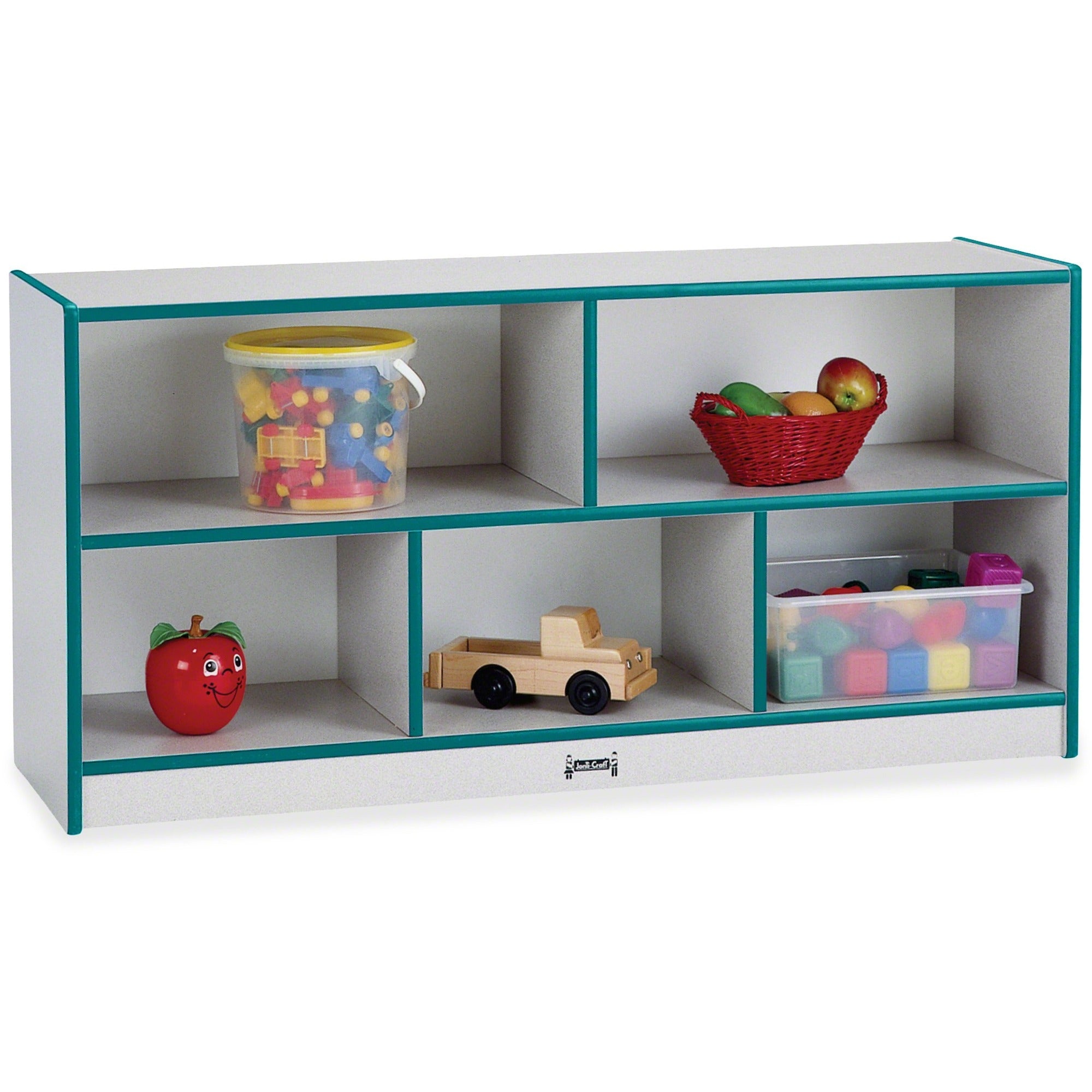 Jonti-Craft Rainbow Accents Toddler Single Storage - 24.50" Height x 48" Width x 15" Depth - Durable, Laminated - Teal - Rubber - 1 Each