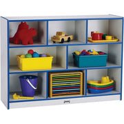 Jonti-Craft Rainbow Accents Super-size Mobile Storage - 35.50" Height x 48" Width x 15" Depth - Durable, Laminated - Blue - Hard Rubber - 1 Each