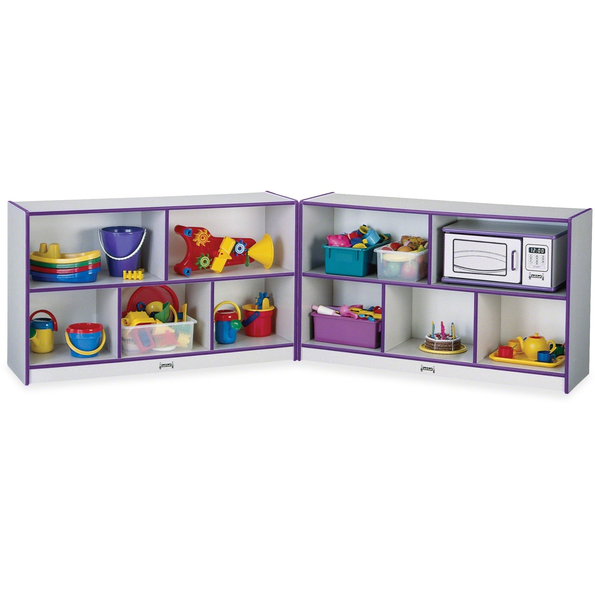 Jonti-Craft Rainbow Accents Fold-n-Lock Storage Shelf - 29.50" Height x 96" Width x 15" Depth - Lockable, Foldable - Purple - Hard Rubber - 1 Each