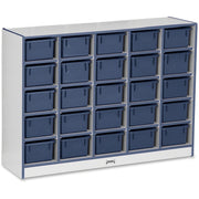 Jonti-Craft Rainbow Accents Cubbie-trays Storage Unit - 25 Compartment(s) - 35.50" Height x 48" Width x 15" Depth - Laminated - Navy - Rubber - 1 Each