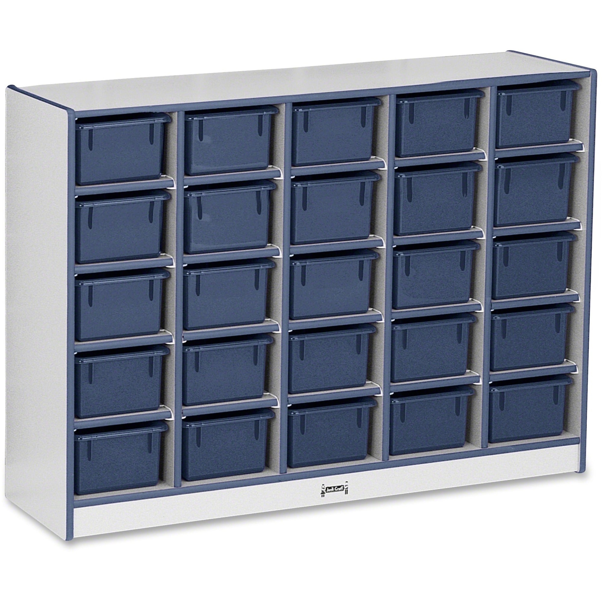 Jonti-Craft Rainbow Accents Cubbie-trays Storage Unit - 25 Compartment(s) - 35.50" Height x 48" Width x 15" Depth - Laminated - Navy - Rubber - 1 Each
