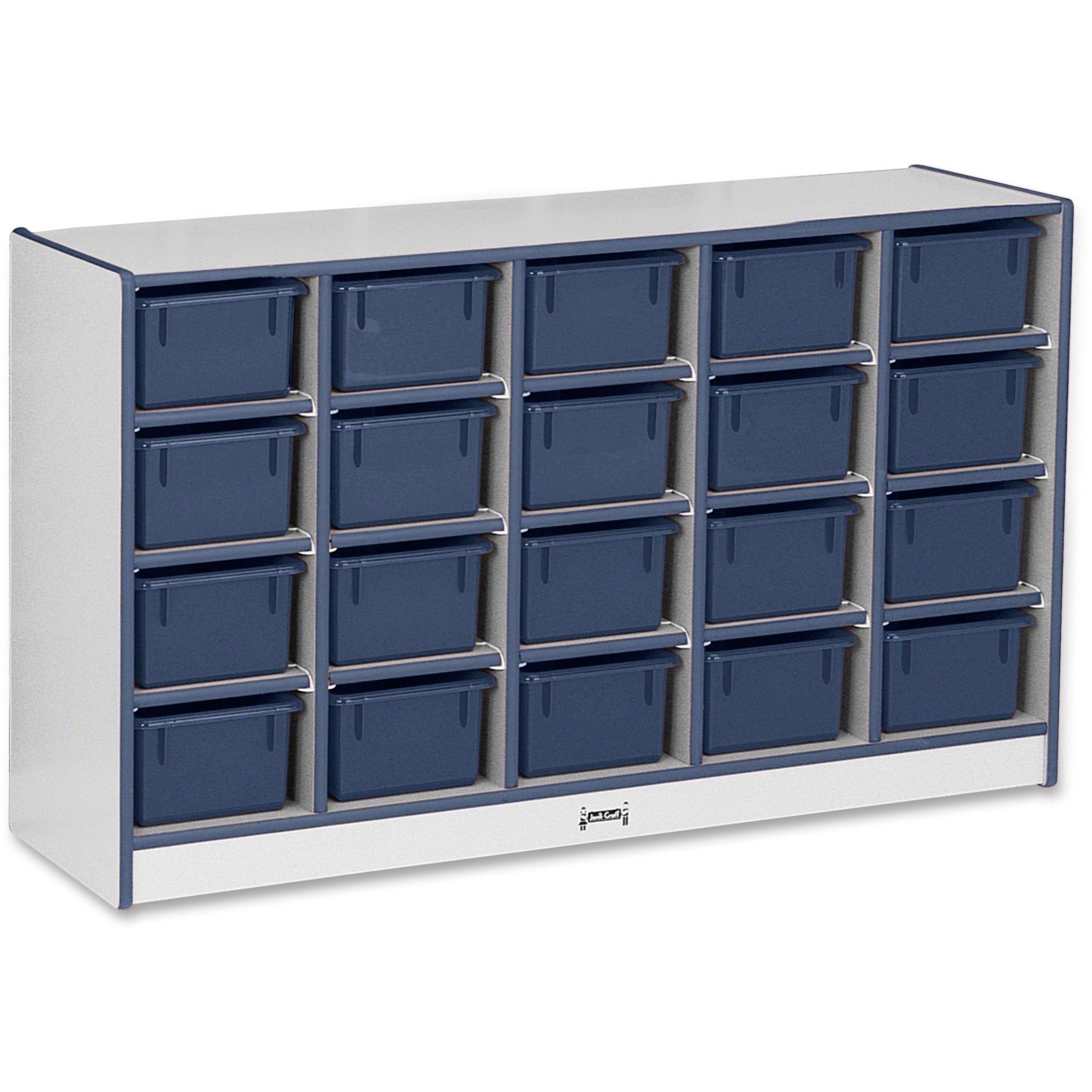 Jonti-Craft Rainbow Accents Cubbie-trays Storage Unit - 29.50" Height x 48" Width x 15" Depth - Durable, Laminated - Navy - Rubber - 1 Each