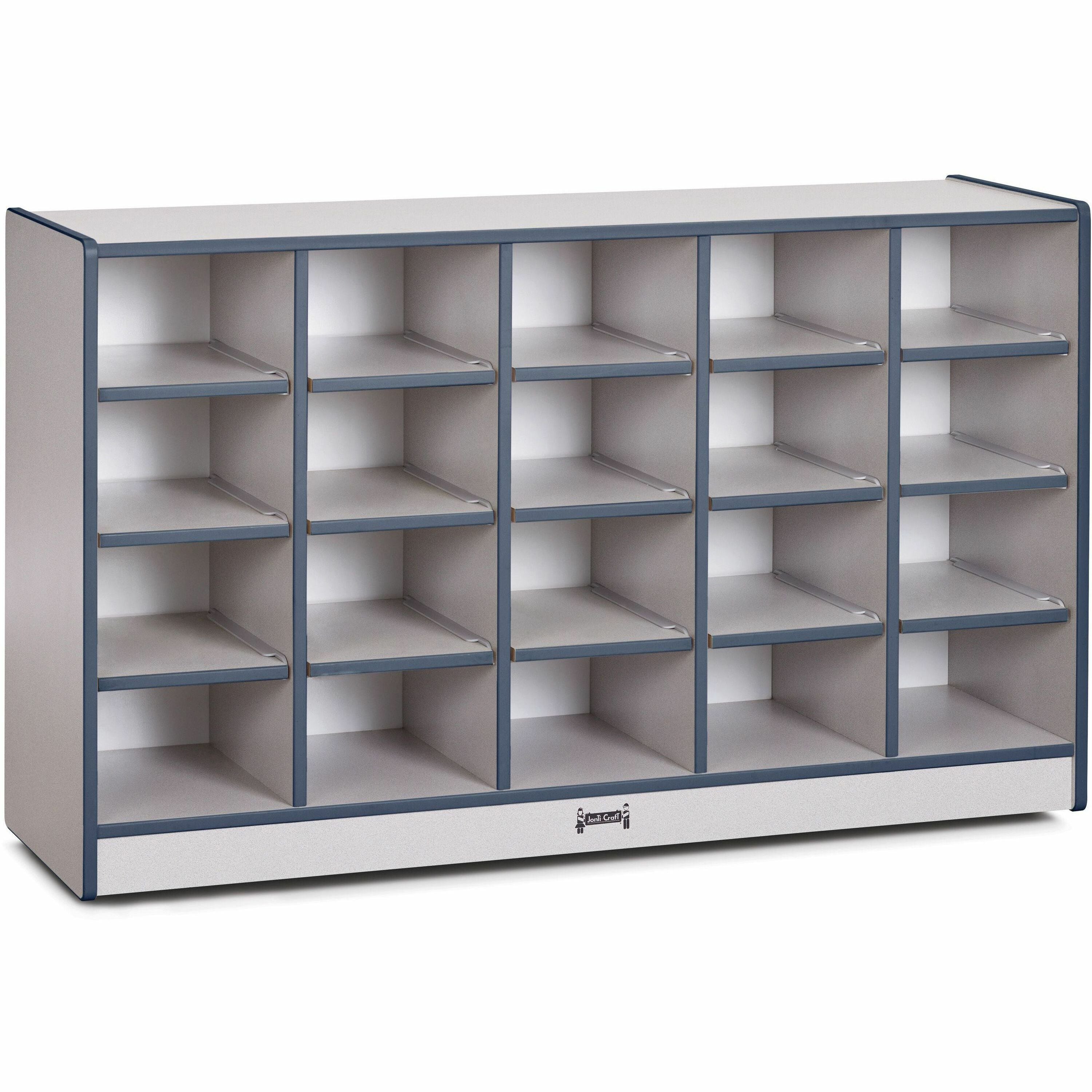 Jonti-Craft Rainbow Accents Toddler Single Storage - 20 Compartment(s) - 29.50" Height x 48" Width x 15" Depth - Laminated, Chip Resistant - Navy - Rubber - 1 Each