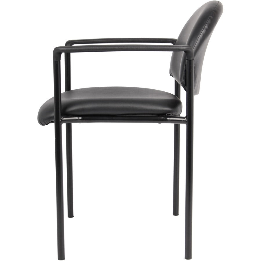 Boss Diamond Stacking Chair with Arm - Black - Fabric - 1 Each
