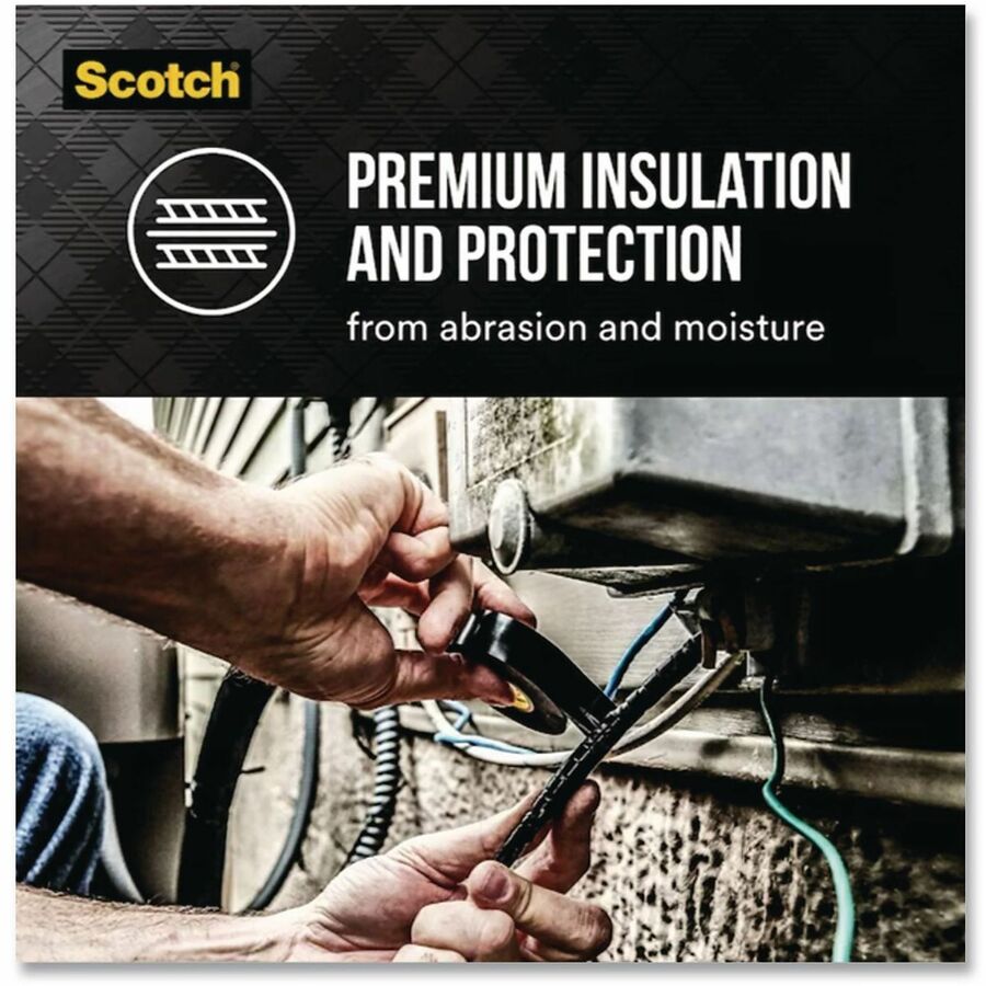 22 yd Length x 0.75" Width - Black - Vinyl - Polyvinyl Chloride (PVC) Backing - Rubber Adhesive - For Insulating Wire, Rubber, Synthetic Material - 1 Roll