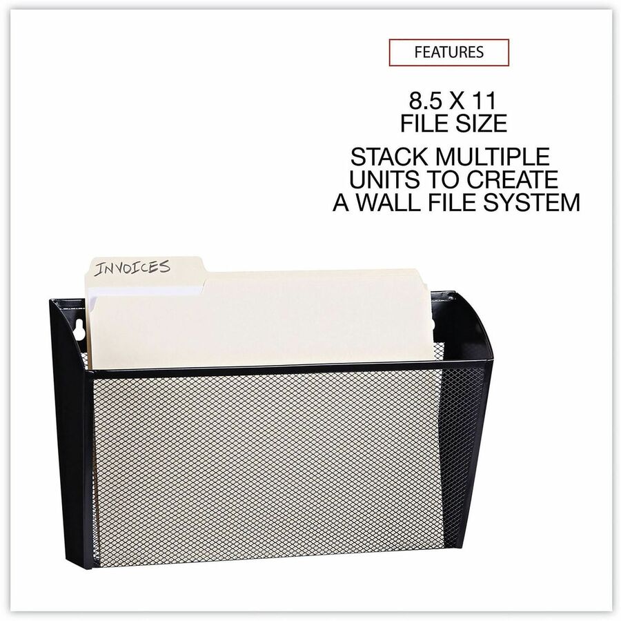 1 Pocket(s) - 8.20" Height x 14" Width x 3.10" Depth - Black - Metal - 4 Each