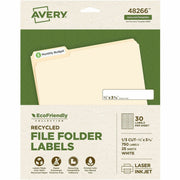 Avery EcoFriendly File Folder Labels, Matte White, 21/32" x 3 7/16", Permanent Adhesive, 30 Labels/Sheet, 30 Sheets, 750 Labels/Pack