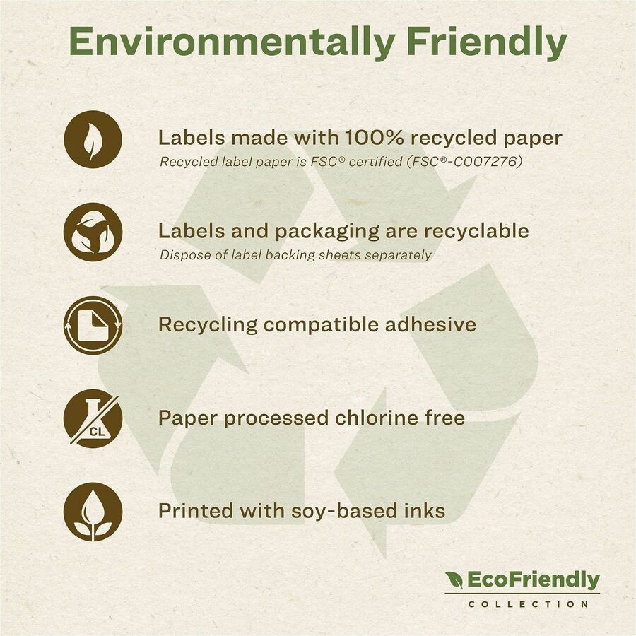 Avery EcoFriendly File Folder Labels, Matte White, 21/32" x 3 7/16", Permanent Adhesive, 30 Labels/Sheet, 30 Sheets, 750 Labels/Pack