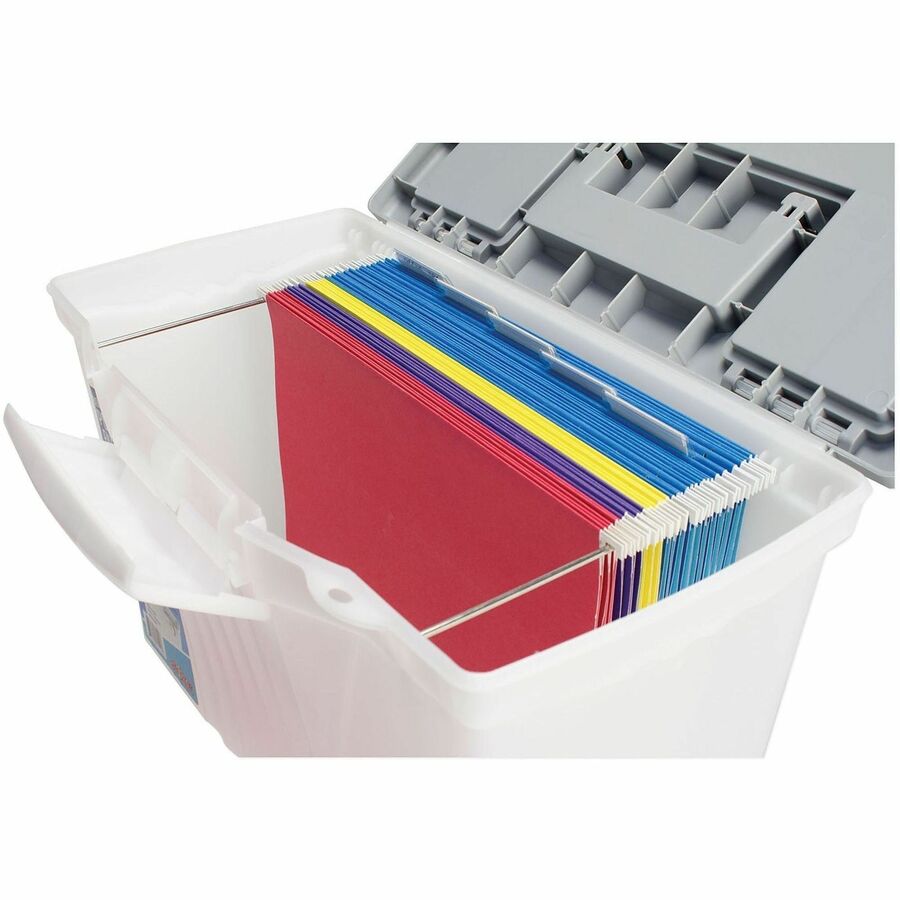 Internal Dimensions: 14.50" Width x 10.50" Depth x 12" Height - External Dimensions: 14.5" Width x 10.5" Depth x 12" Height - Media Size Supported: Letter, Legal - Latching Closure - Plastic - Clear, Silver - For File - 1 Each