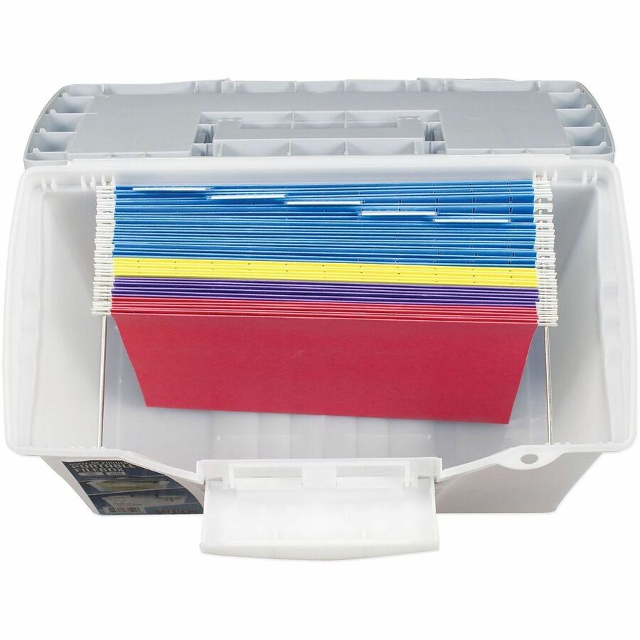 Internal Dimensions: 14.50" Width x 10.50" Depth x 12" Height - External Dimensions: 14.5" Width x 10.5" Depth x 12" Height - Media Size Supported: Letter, Legal - Latching Closure - Plastic - Clear, Silver - For File - 1 Each