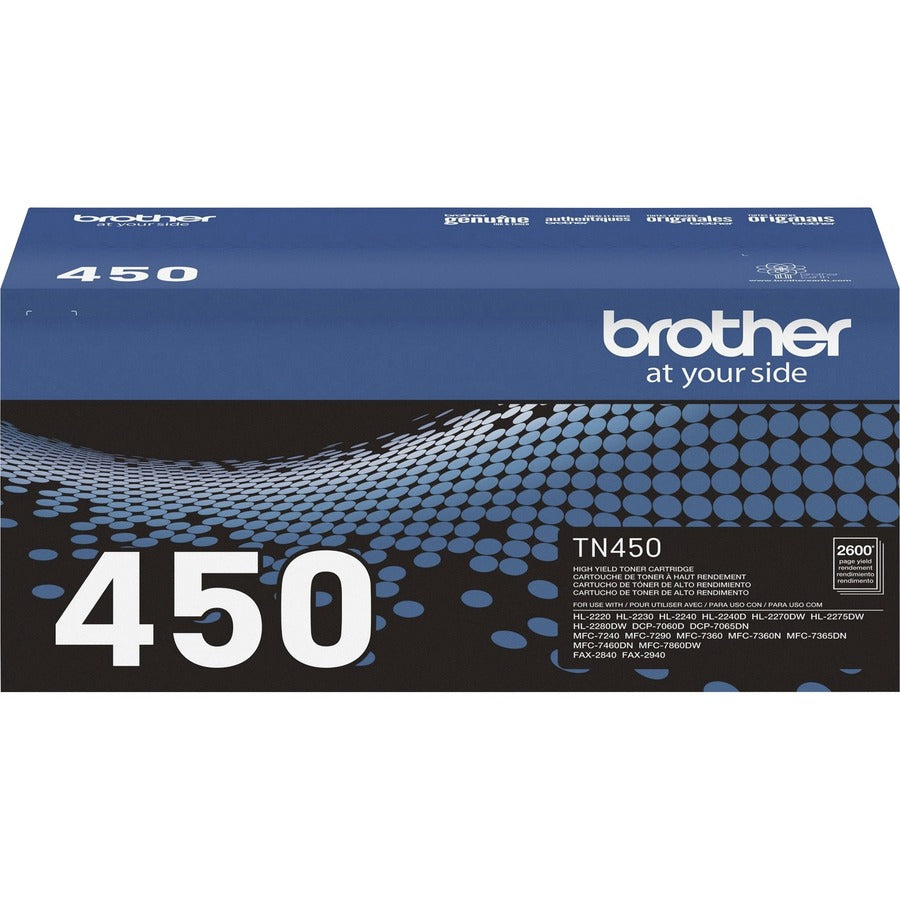 Brother TN450 Original High Yield Laser Toner Cartridge - Black - 1 Each