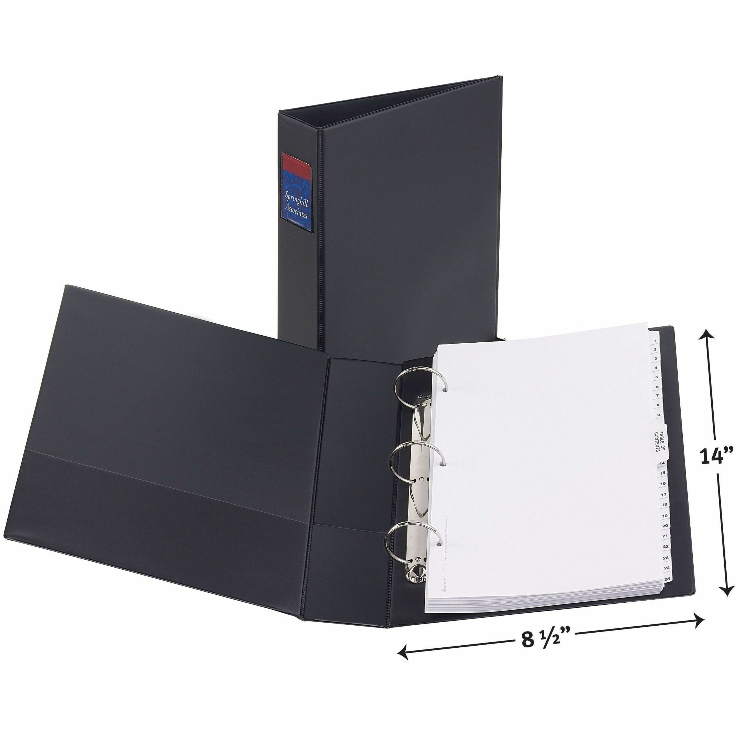 Avery Legal Durable Binder, 2" Capacity, 3 Round Rings, Legal Size (8.5" x 14"), 275 Sheet Capacity, 2 Internal Pockets, Black, Polypropylene, Recycled, 1 Each