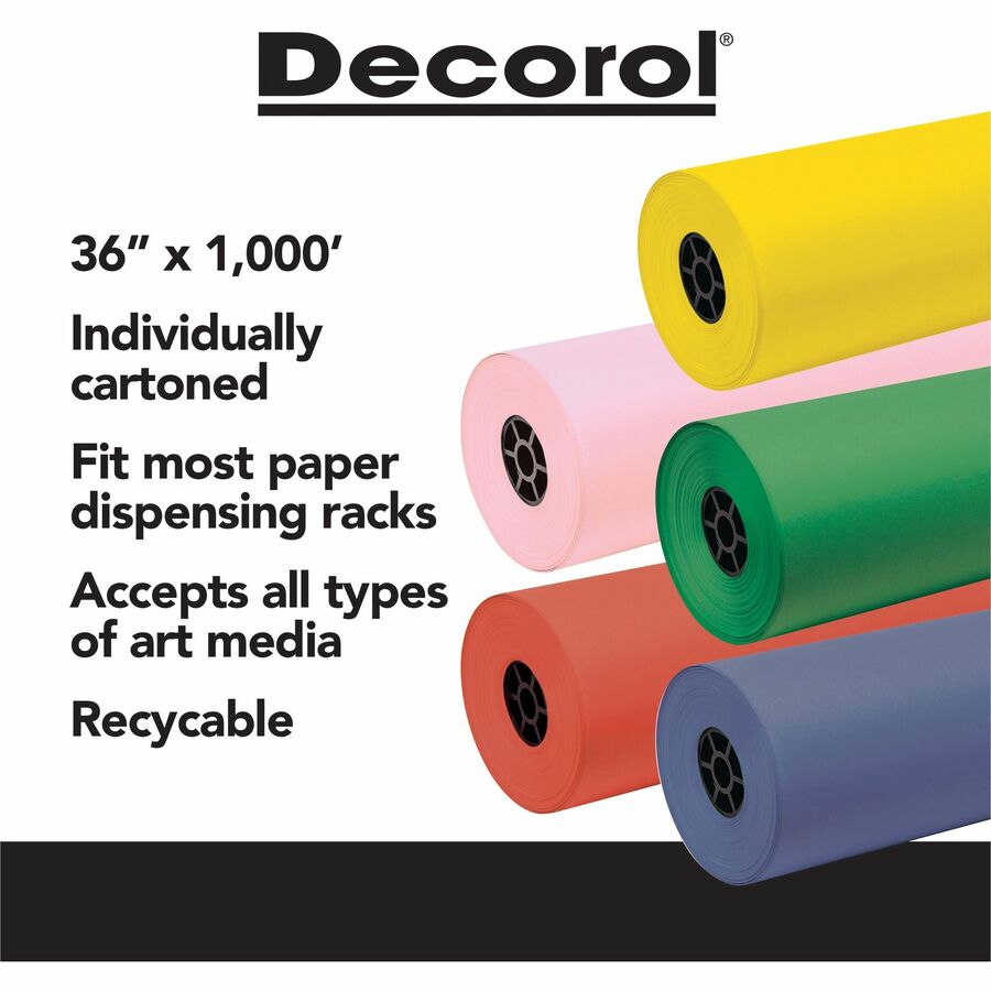 Decorol Flame-Retardant Art Paper Roll - Art, Classroom, Office, Banner, Bulletin Board - 7.40" Height x 36" Width x 1000 ft Length - Black - Sulphite - 1 Roll