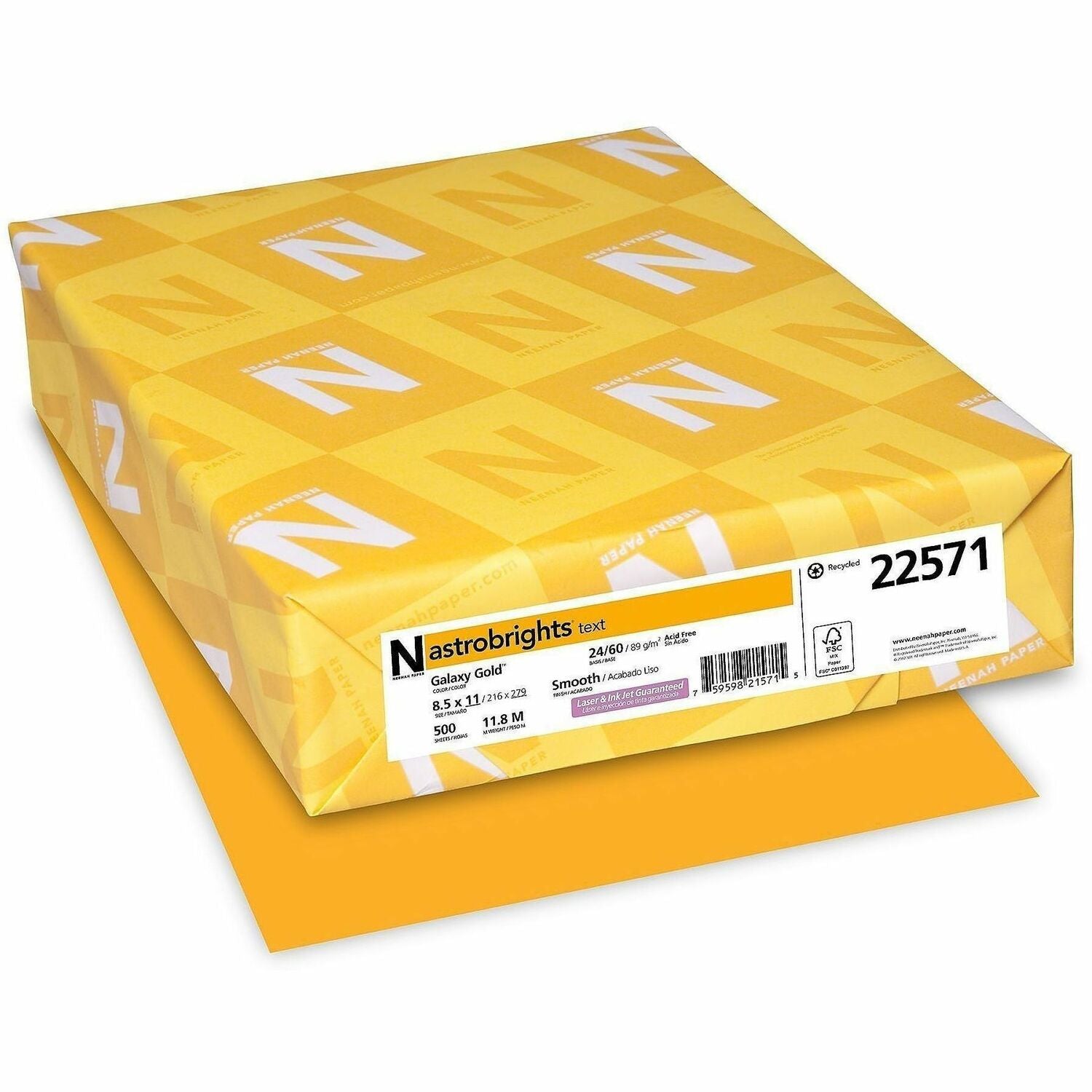 Letter - 8 1/2" x 11" - 24 lb Basis Weight - Smooth - Green Seal - Acid-free, Lignin-free - Gold - 500 / Ream