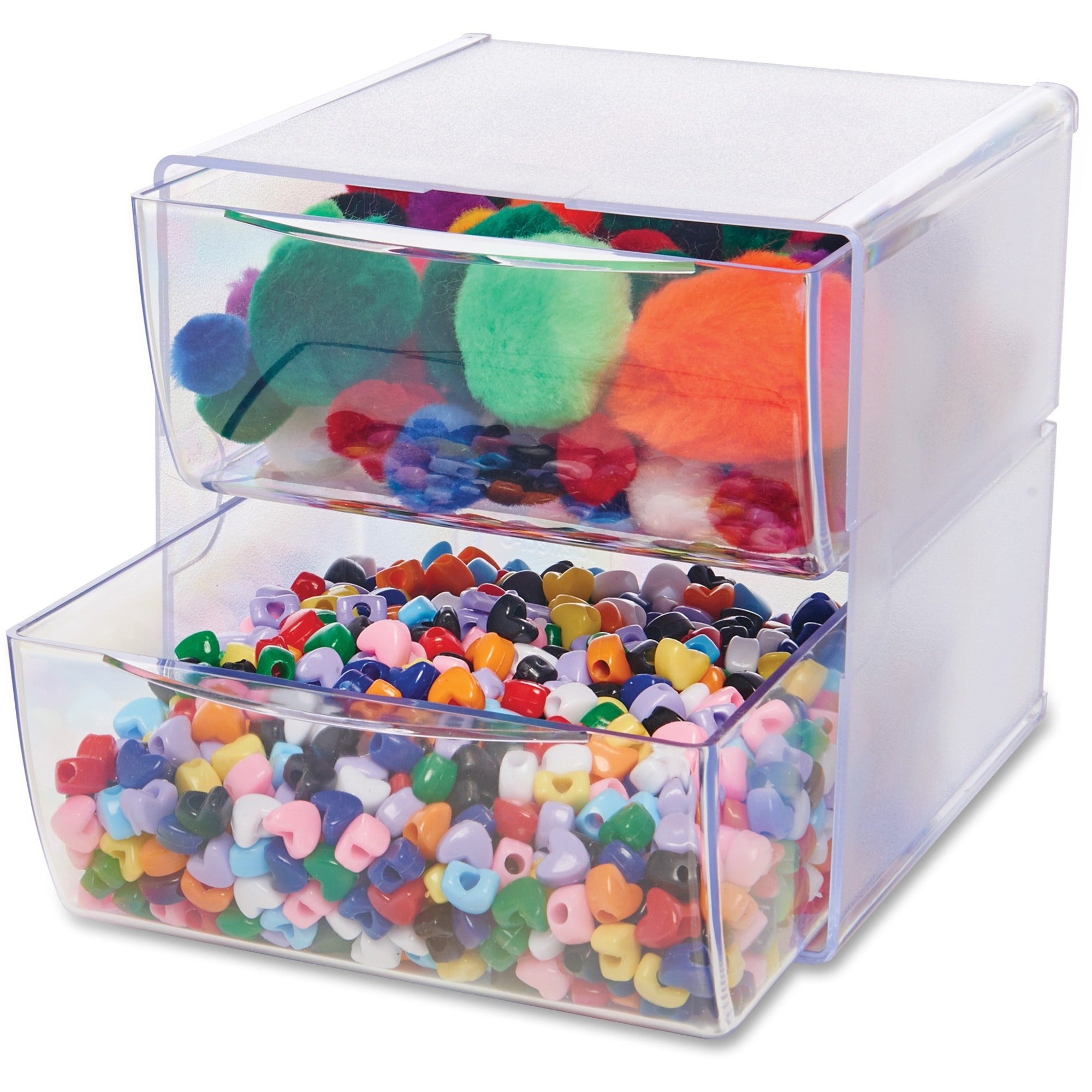 Deflecto Stackable Cube Organizer - 2 Drawer(s) - 6" Height x 6" Width x 7.50" Depth - Desktop - Stackable - Clear - Plastic - 1 Each