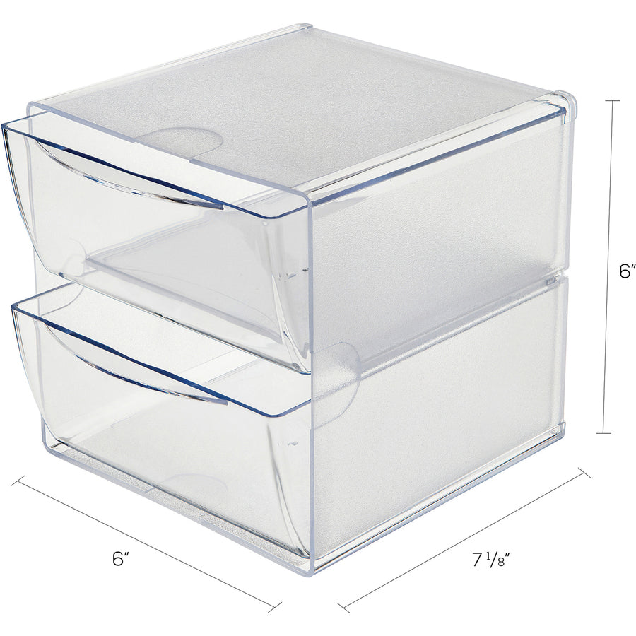 Deflecto Stackable Cube Organizer - 2 Drawer(s) - 6" Height x 6" Width x 7.50" Depth - Desktop - Stackable - Clear - Plastic - 1 Each