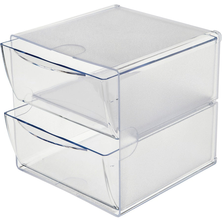 Deflecto Stackable Cube Organizer - 2 Drawer(s) - 6" Height x 6" Width x 7.50" Depth - Desktop - Stackable - Clear - Plastic - 1 Each
