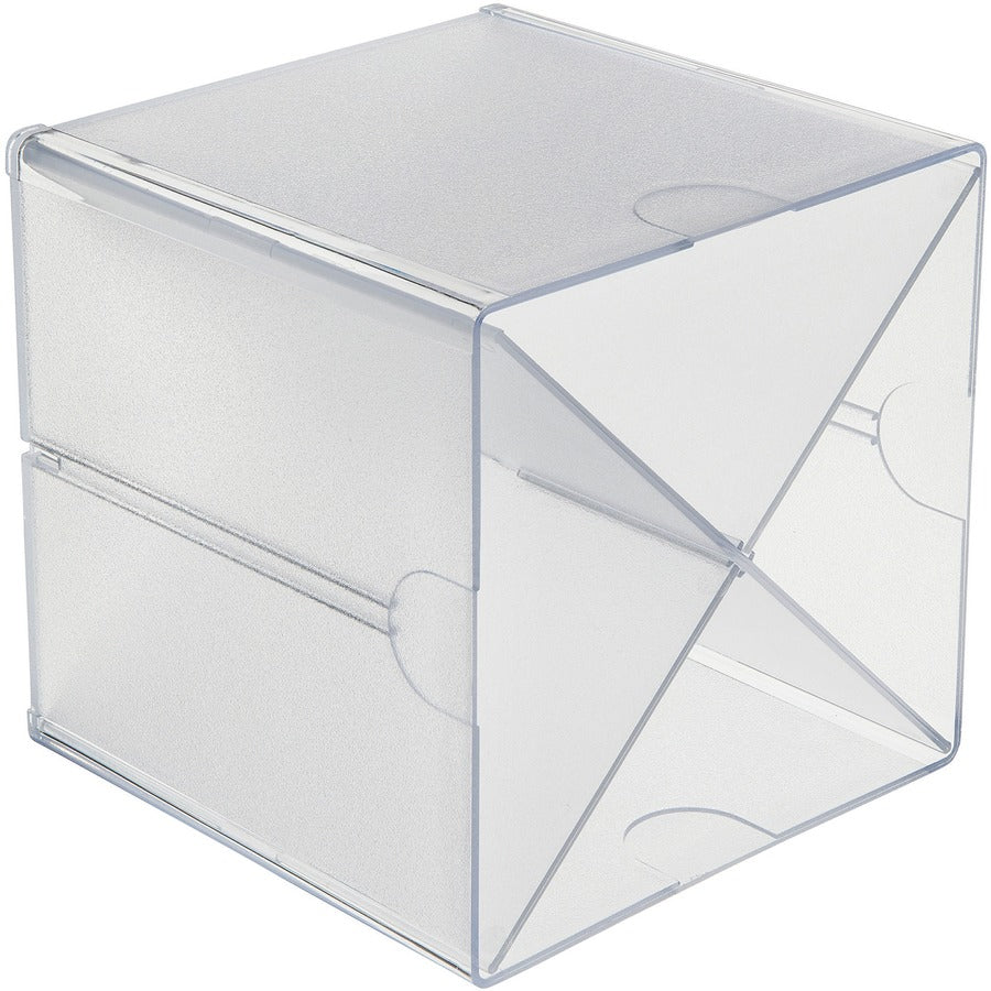 Deflecto Stackable Cube Organizer - 4 Compartment(s) - 6" Height x 6" Width x 7.25" Depth - Desktop - Stackable - Clear - Plastic - 1 Each