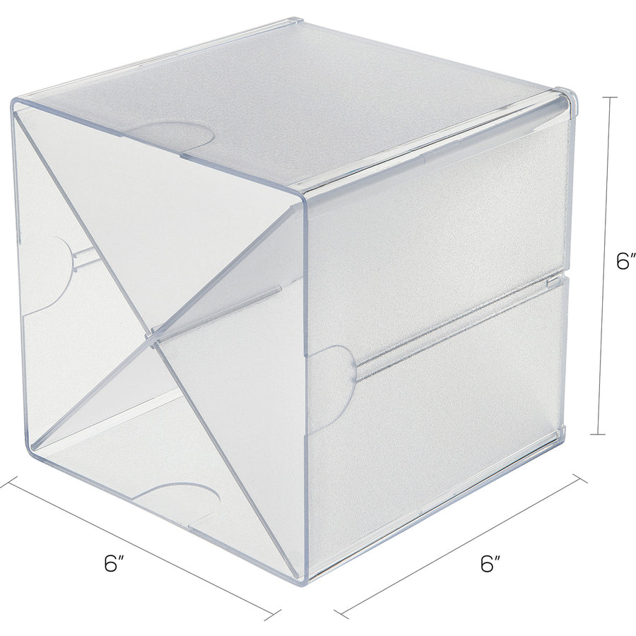 Deflecto Stackable Cube Organizer - 4 Compartment(s) - 6" Height x 6" Width x 7.25" Depth - Desktop - Stackable - Clear - Plastic - 1 Each
