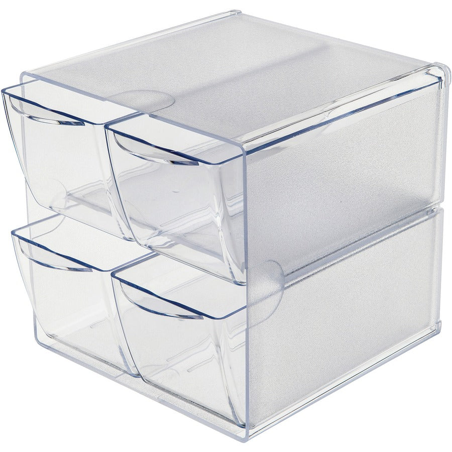 Deflecto Stackable Cube Organizer - 4 Drawer(s) - 6" Height x 6" Width x 7.25" Depth - Desktop - Stackable - Clear - Plastic - 1 Each