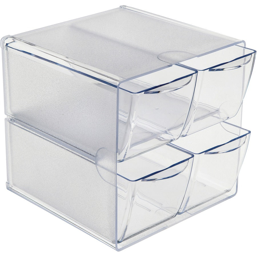 Deflecto Stackable Cube Organizer - 4 Drawer(s) - 6" Height x 6" Width x 7.25" Depth - Desktop - Stackable - Clear - Plastic - 1 Each