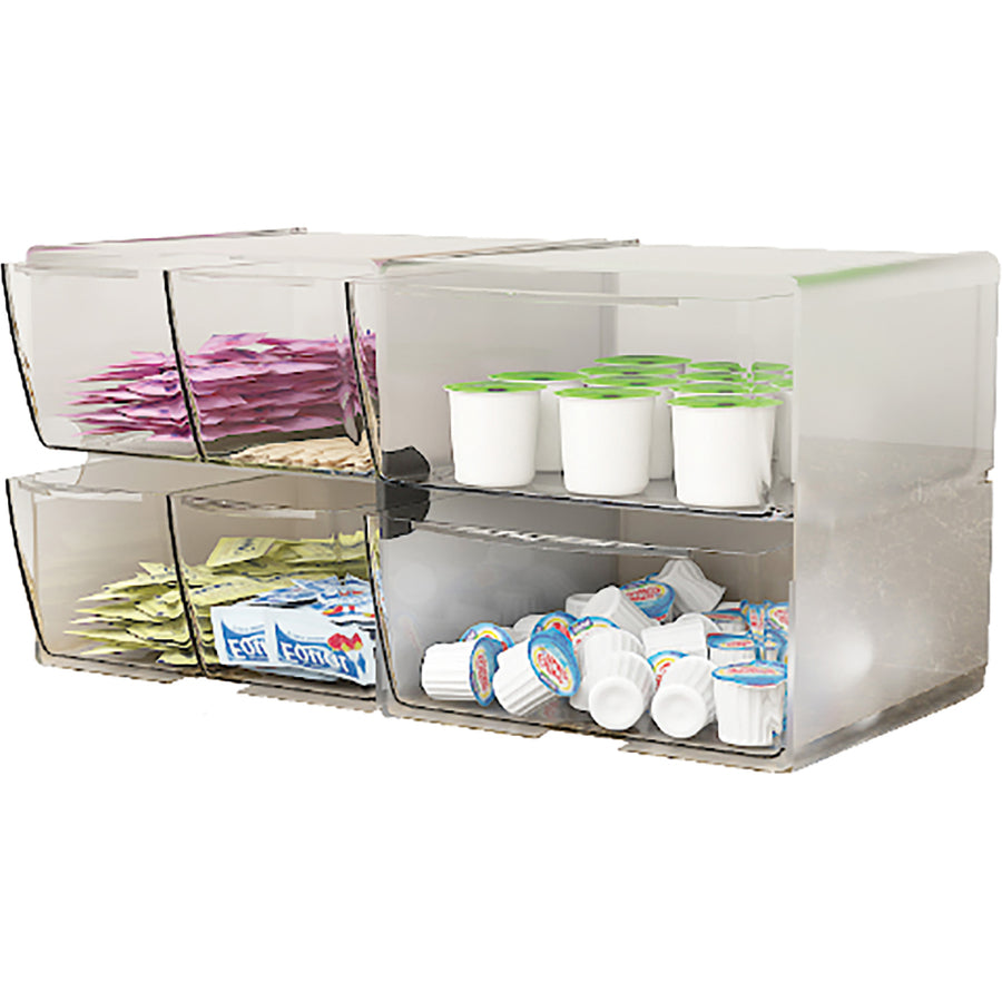 Deflecto Stackable Cube Organizer - 4 Drawer(s) - 6" Height x 6" Width x 7.25" Depth - Desktop - Stackable - Clear - Plastic - 1 Each