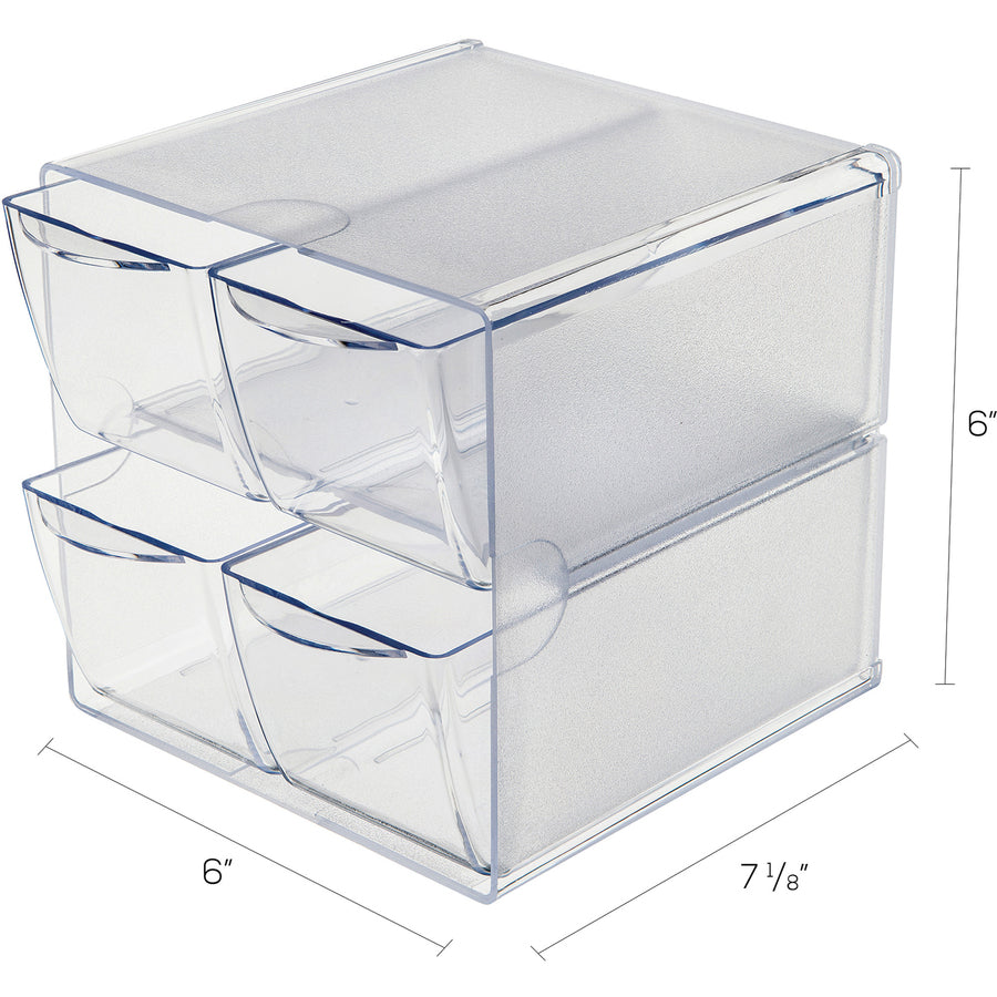 Deflecto Stackable Cube Organizer - 4 Drawer(s) - 6" Height x 6" Width x 7.25" Depth - Desktop - Stackable - Clear - Plastic - 1 Each