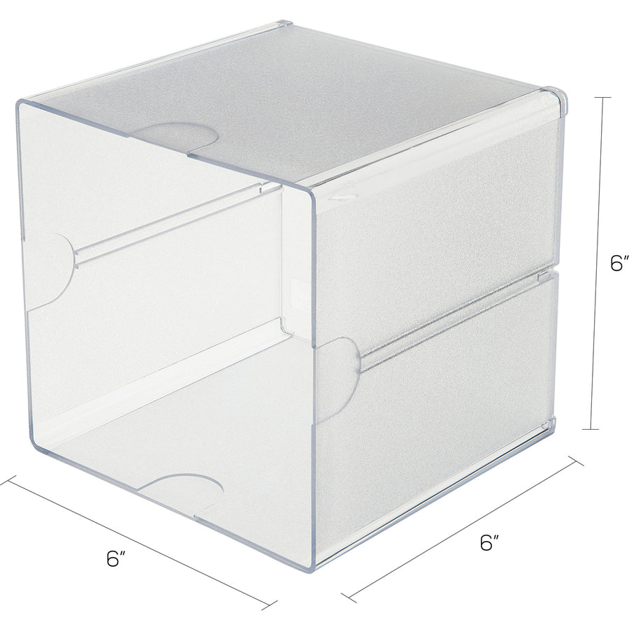Deflecto Stackable Cube Organizer - 1 Compartment(s) - 6" Height x 6" Width x 6" Depth - Desktop - Stackable - Clear - Plastic - 1 Each