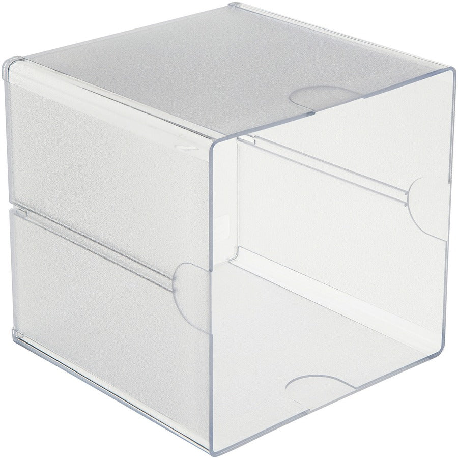 Deflecto Stackable Cube Organizer - 1 Compartment(s) - 6" Height x 6" Width x 6" Depth - Desktop - Stackable - Clear - Plastic - 1 Each