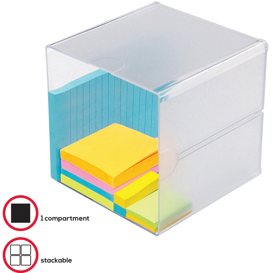 Deflecto Stackable Cube Organizer - 1 Compartment(s) - 6" Height x 6" Width x 6" Depth - Desktop - Stackable - Clear - Plastic - 1 Each