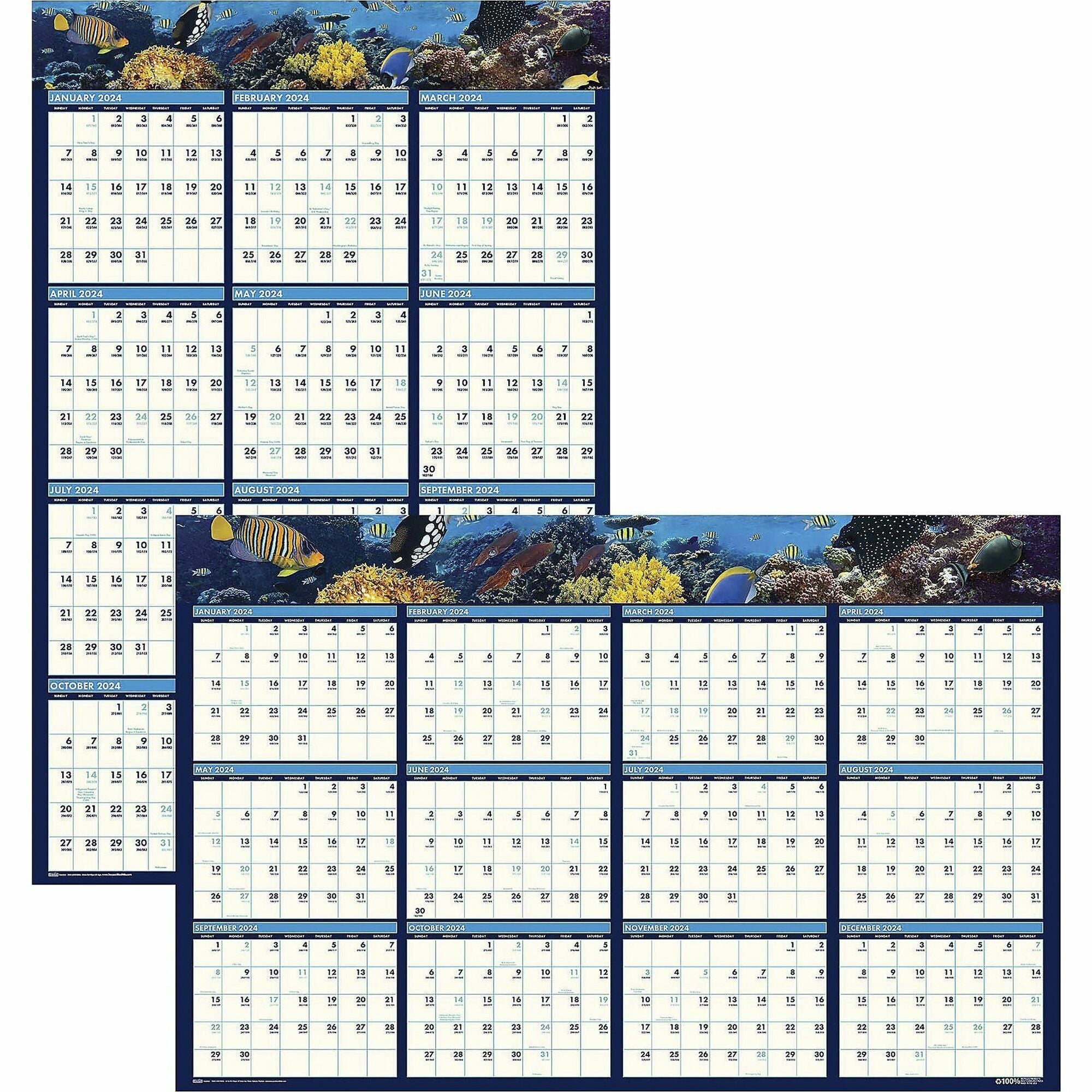 Julian Dates - 12 Month - January 2026 to December 2026 - 24" x 37" Sheet Size - 1.13" x 1.25" , 1.25" x 1.13" Block - Laminated, Erasable - 1 Each