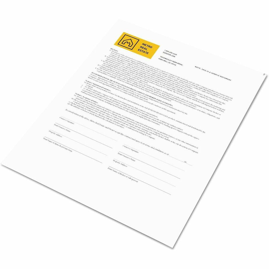 Letter - 8 1/2" x 11" - 23 lb Basis Weight - Sustainable Forestry Initiative (SFI) - Carbonless, Pre-punched, Pre-printed, Environmentally Friendly, Coated Back, Coated Front - White - 500 / Ream