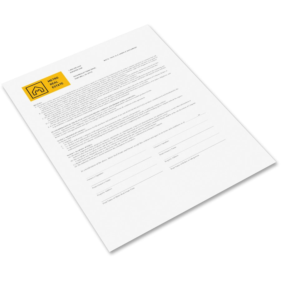 Letter - 8 1/2" x 11" - 23 lb Basis Weight - Sustainable Forestry Initiative (SFI) - Carbonless, Pre-punched, Pre-printed, Environmentally Friendly, Coated Back, Coated Front - White - 500 / Ream