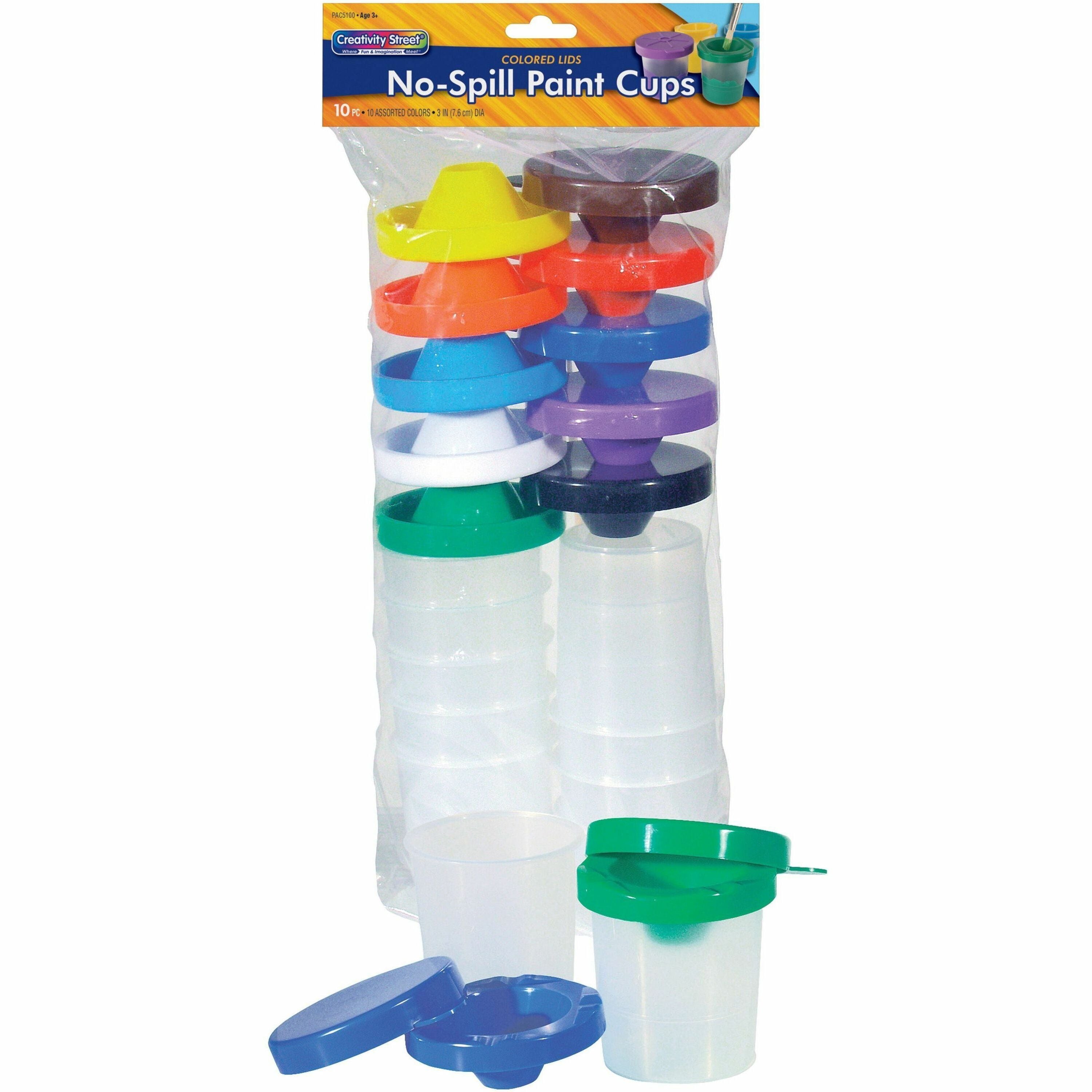 Creativity Street No-Spill Round Paint Cups With Colored Lids
