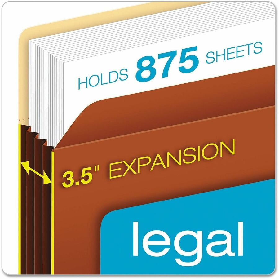 Pendaflex Legal Expanding File - 8 1/2" x 14" - 800 Sheets Capacity - 3 1/2" Expansion - Top Tab Location - 12.5 pt. - Redrope - Brown - Reinforced Gusset, Tear Resistant, Durable, Wear Resistant, Flap, Tyvek Gusset - 10 / Box