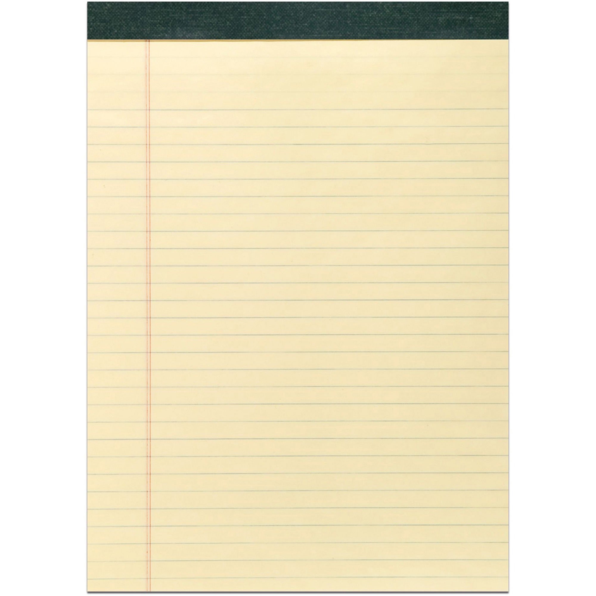 Roaring Spring Recycled Legal Pad, 40 Sheets, 80 Pages, Canary, 11 3/4" x 8 1/2", Wide Ruled, Double Line Red Margin, Stapled/Tapebound, Green Binding, 1 Dozen
