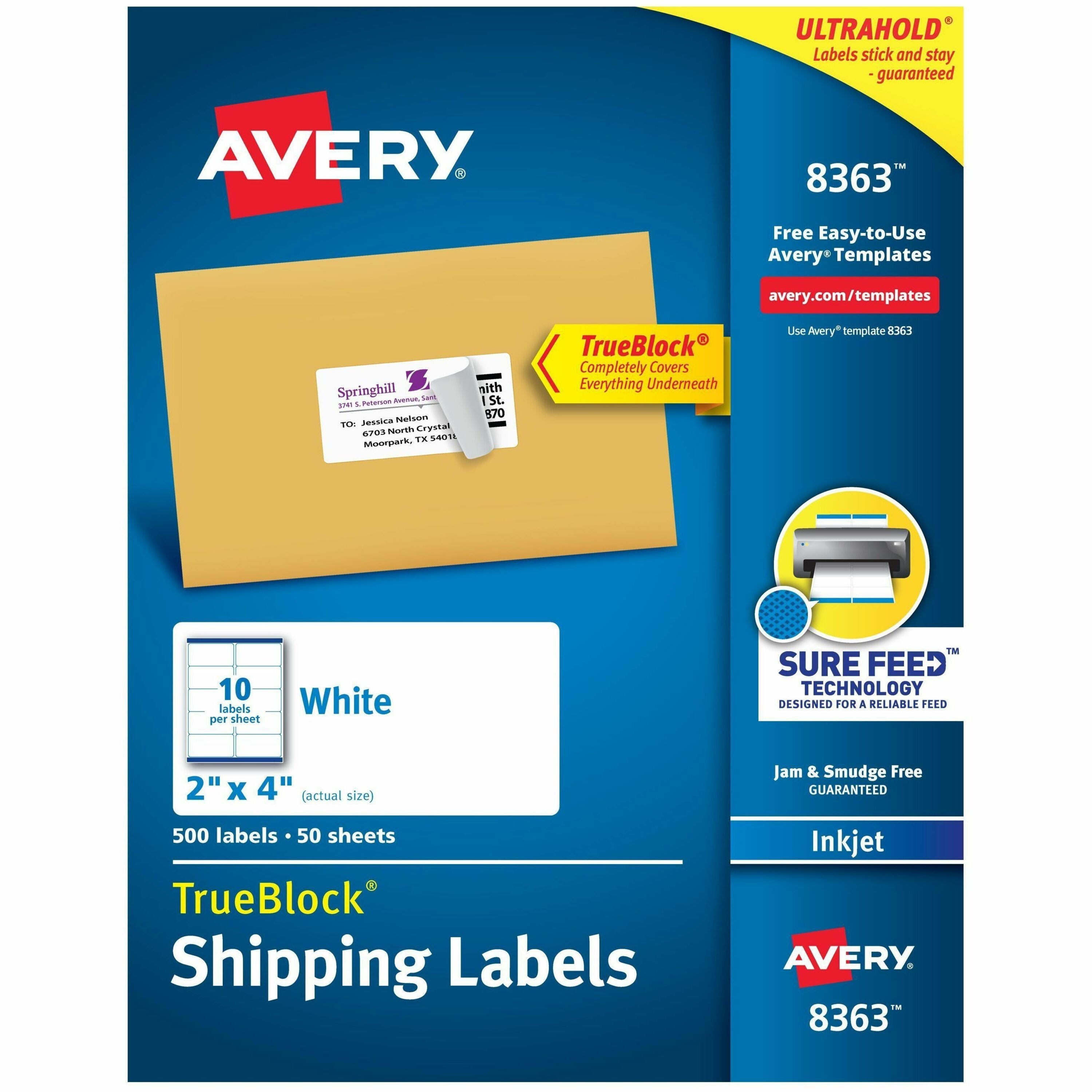 2" Width x 4" Length - Permanent Adhesive - Rectangle - Inkjet - Matte - White - Paper - Permanent Adhesive, Jam Resistant, Customizable, Smudge Resistant - 10 / Sheet - 50 Total Sheets - 500 Total Label(s) - 500 / Box