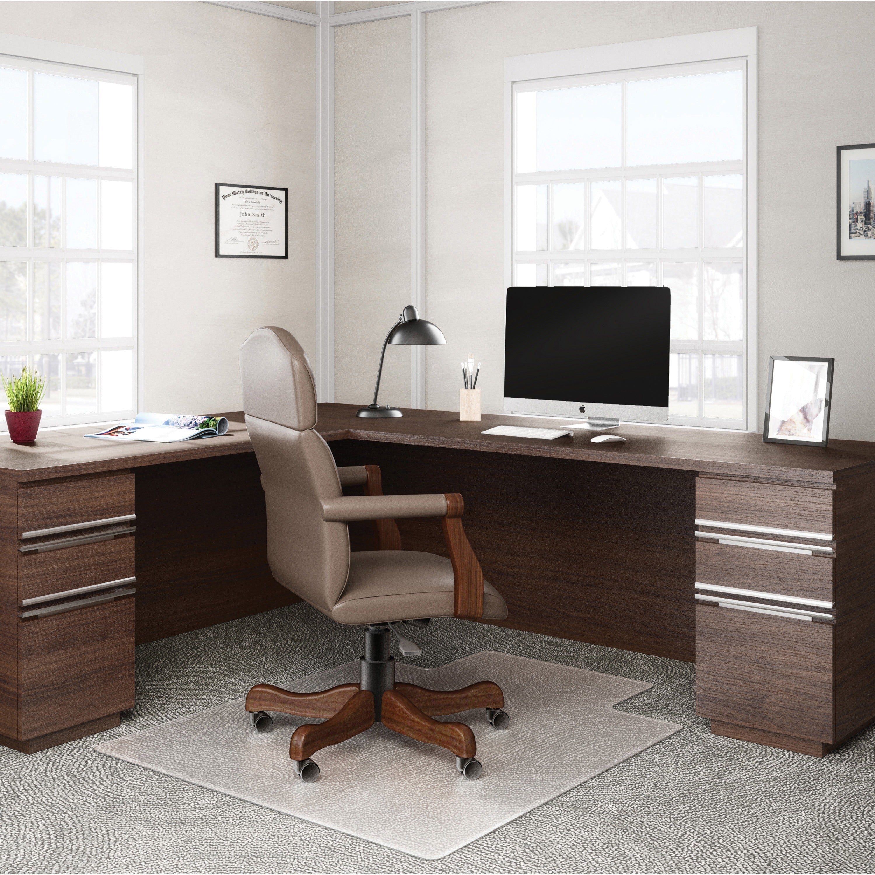 Deflecto RollaMat for Carpet - Home, Office, Carpet - 60" Length x 46" Width - Lip Size 12" Length x 25" Width - Rectangular - Textured - Vinyl - Clear - 1 Each