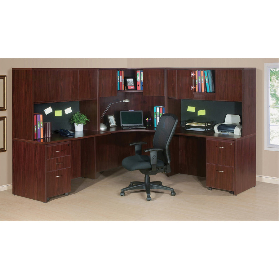 Lorell Essentials Series Credenza Shell - 29.5" Height x 59" Width x 23.6" Depth x 1" Thickness - Finish: Laminate, Mahogany - Grommet, Durable, Adjustable Feet - 1 Each