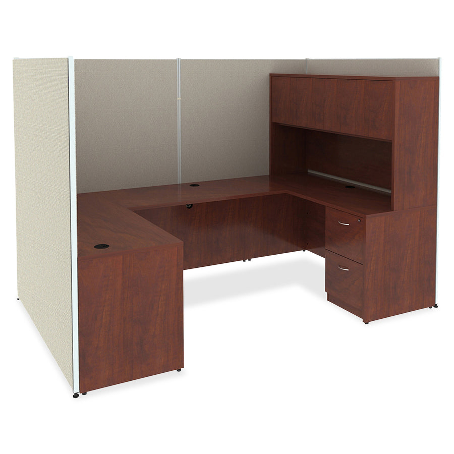 Lorell Essentials Series Credenza Shell - 29.5" Height x 59" Width x 23.6" Depth - Finish: Cherry, Laminate - Grommet - 1 Each