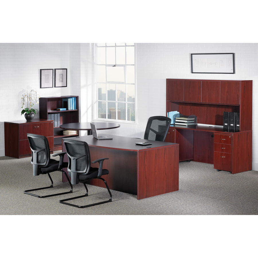 Lorell Essentials Series Credenza Shell - 29.5" Height x 66.1" Width x 23.6" Depth x 1" Thickness - Finish: Laminate, Mahogany - Grommet, Durable, Adjustable Feet - 1 Each