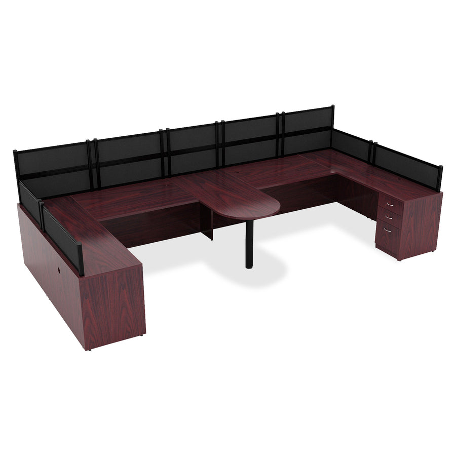 Lorell Essentials Series Credenza Shell - 29.5" Height x 66.1" Width x 23.6" Depth x 1" Thickness - Finish: Laminate, Mahogany - Grommet, Durable, Adjustable Feet - 1 Each