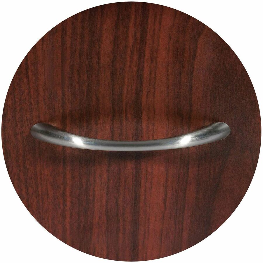 Lorell Essentials Series Bowfront Desk Shell - 29.5" Height x 70.9" Width x 41.4" Depth x 1" Thickness - Finish: Laminate, Mahogany - Grommet, Modesty Panel, Durable, Adjustable Feet - 1 Each