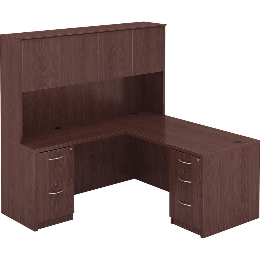 Lorell Essentials Series Rectangular Desk Shell - 29.5" Height x 59" Width x 29.5" Depth x 1" Thickness - Finish: Laminate, Mahogany - Grommet, Modesty Panel, Durable, Adjustable Feet - 1 Each