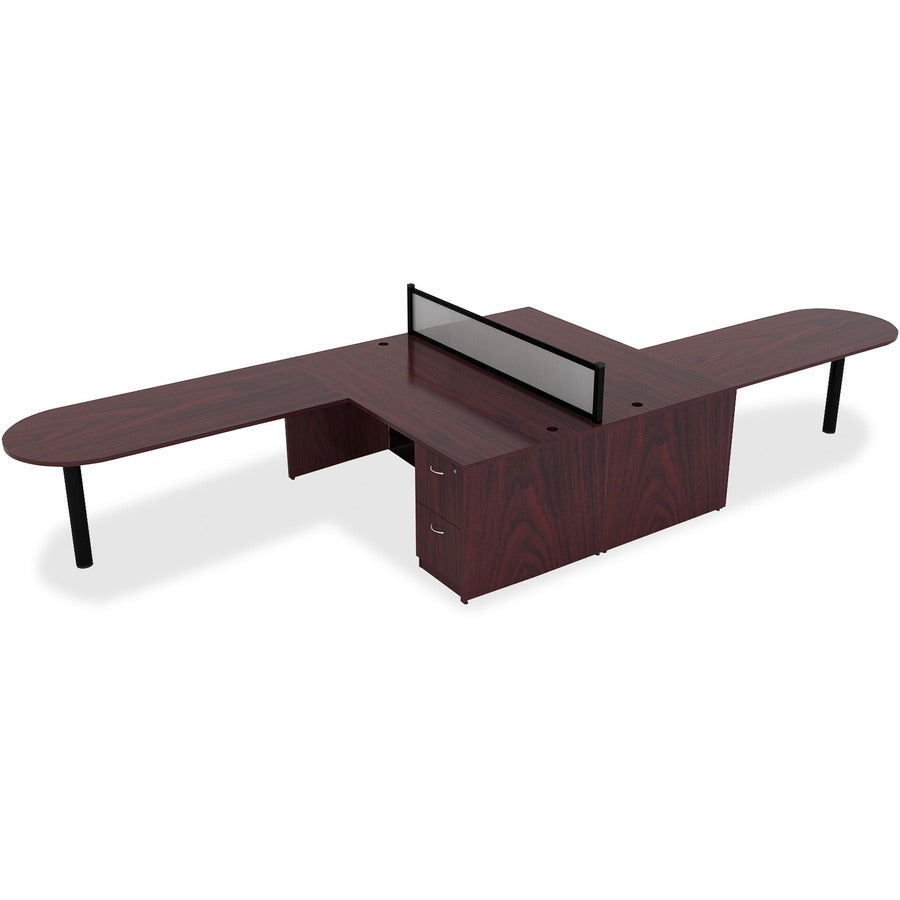 Lorell Essentials Series Rectangular Desk Shell - 29.5" Height x 70.9" Width x 35.4" Depth x 1" Thickness - Finish: Laminate, Mahogany - Grommet, Cord Management, Durable, Adjustable Feet - 1 Each